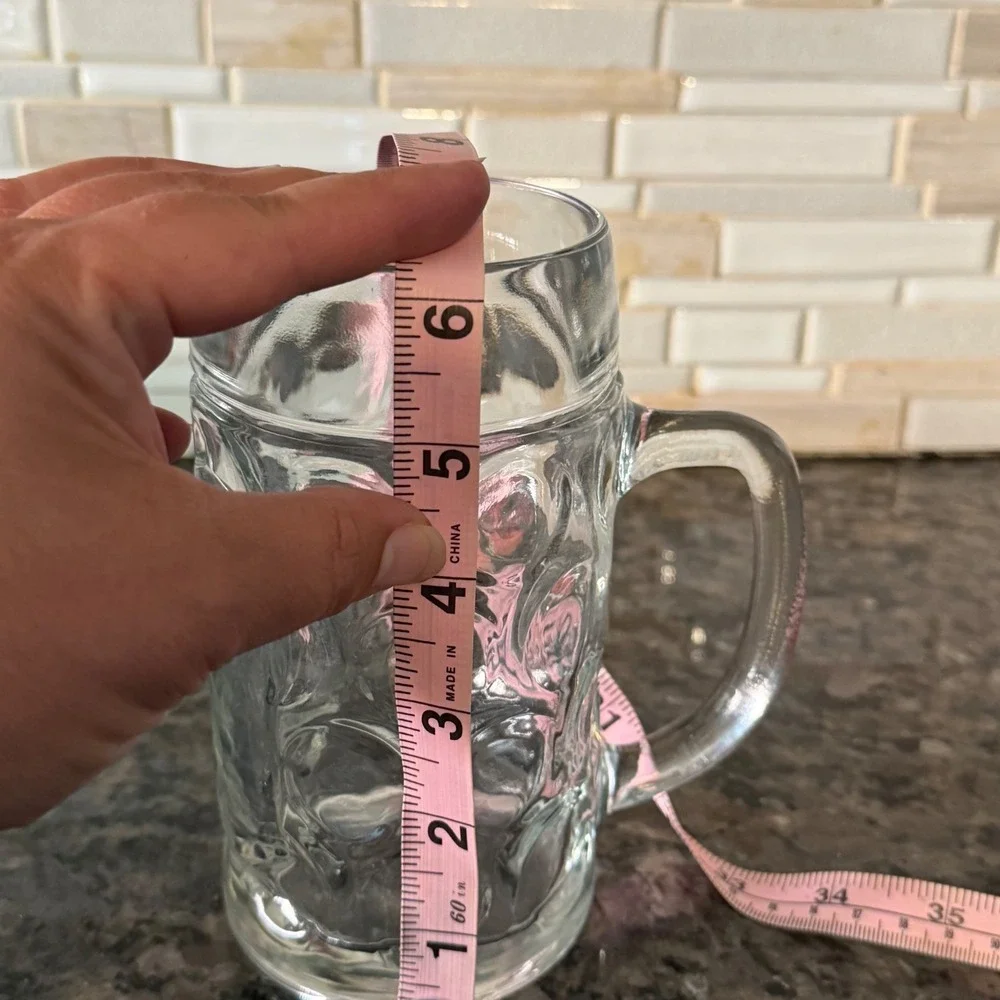 Vintage  Dimpled Beer Mug glass 0.5L Clear German Style Oktoberfest Stein